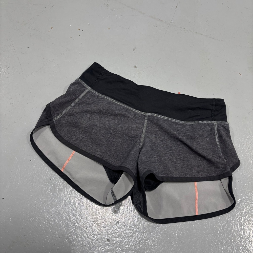Lululemon Speed Up Shorts Gray Black Coral Running Athletic Shorts Size 4